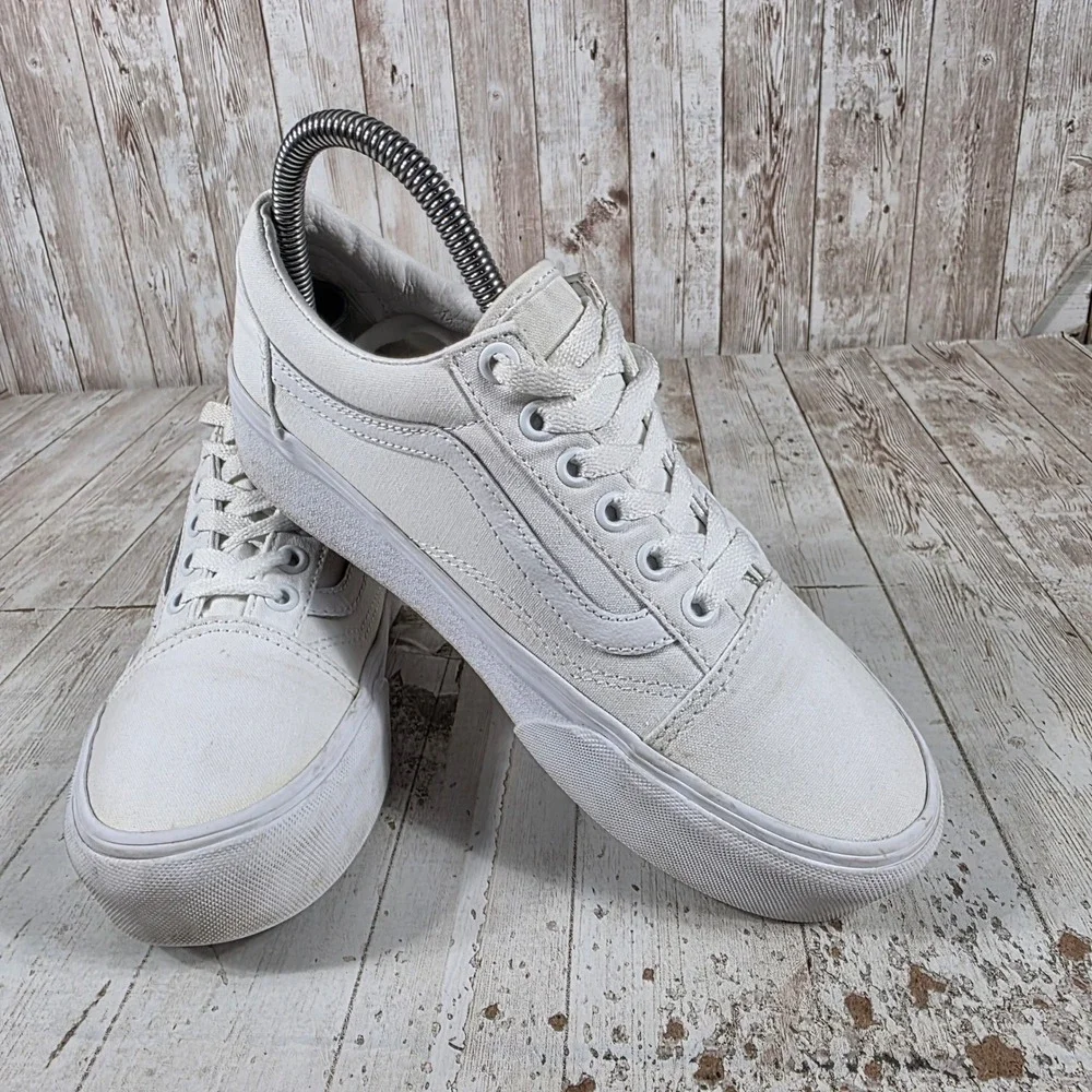 Vans Old Skool Stacked Platform Sneakers Womens 6.5 True White Canvas